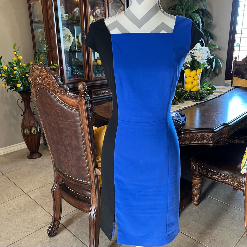 Calvin Klein | blue + black colorblock dress | size 8